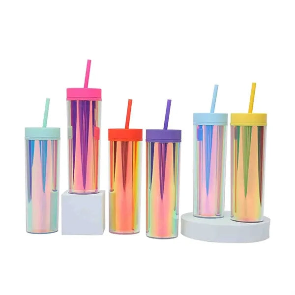 16 oz Double Wall Plastic Clear Straight Tumbler