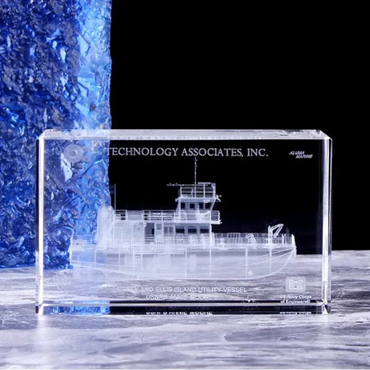 Rectangular 3D Laser Engraved Crystal Award