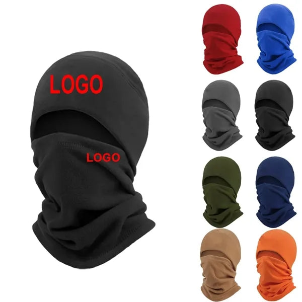 Windproof Fleece Ski Skull Cap with Winter Neck Scarf Warmer