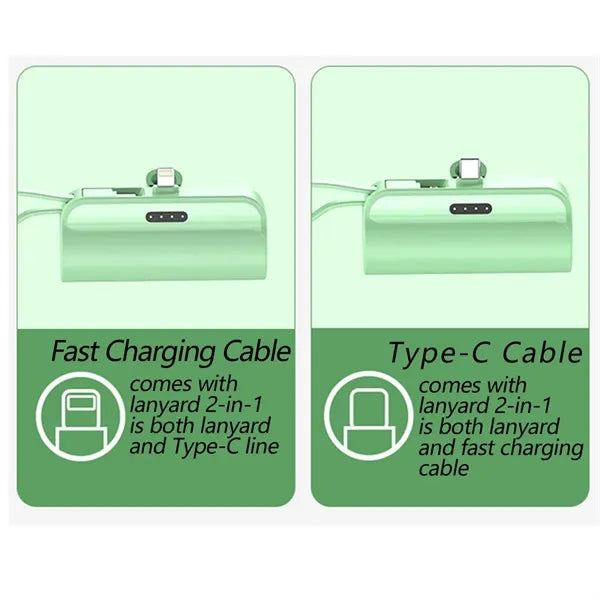 Mini Portable Charger Power Bank with Lanyard 5000 mAH