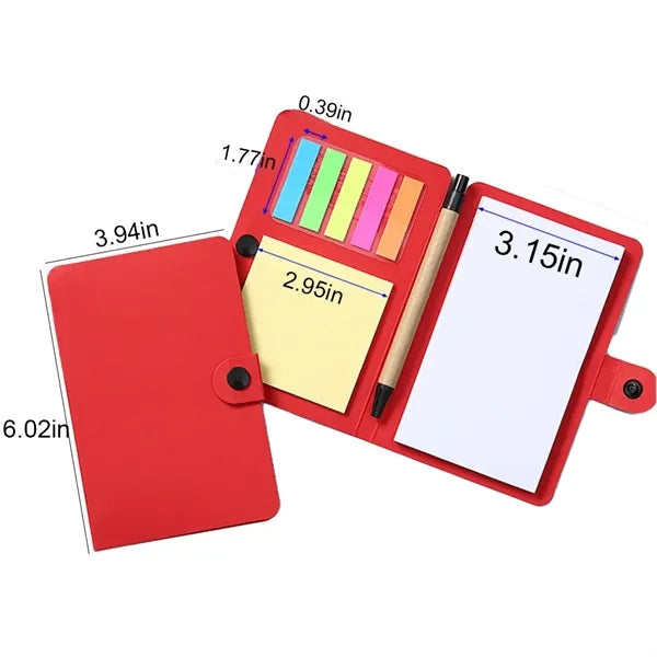 Portable Notepad Tearable Sticky Notes Set with Pen Holder