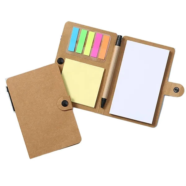 Portable Notepad Tearable Sticky Notes Set with Pen Holder