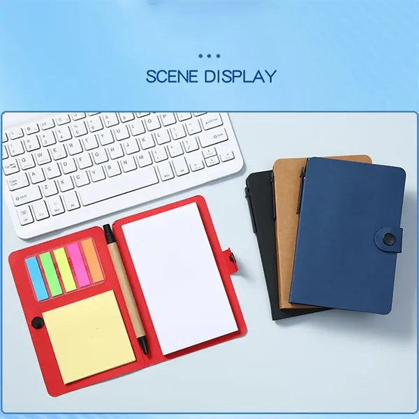 Portable Notepad Tearable Sticky Notes Set with Pen Holder