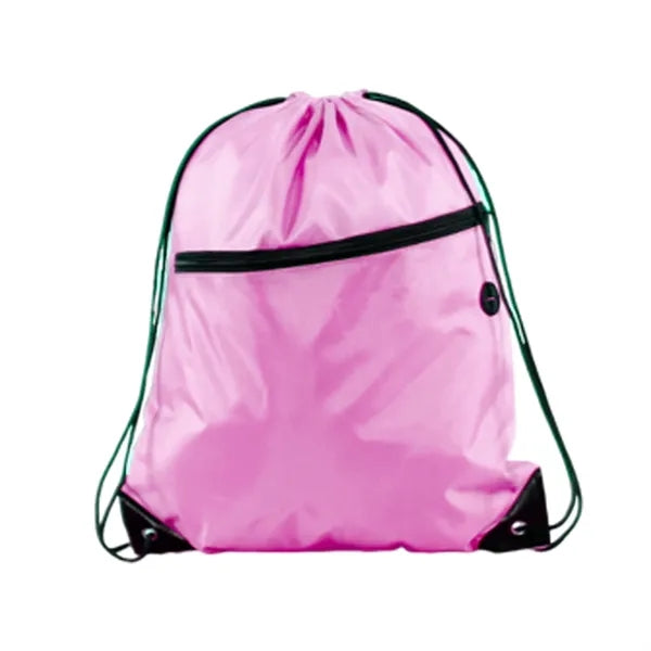 210D Polyester Drawstring BackPack With Front Zipper
