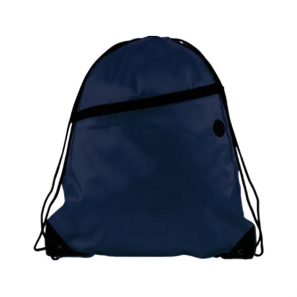 210D Polyester Drawstring BackPack With Front Zipper