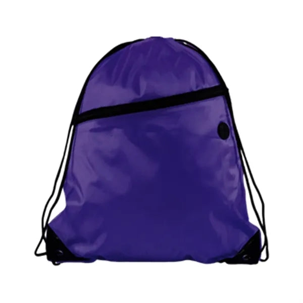 210D Polyester Drawstring BackPack With Front Zipper