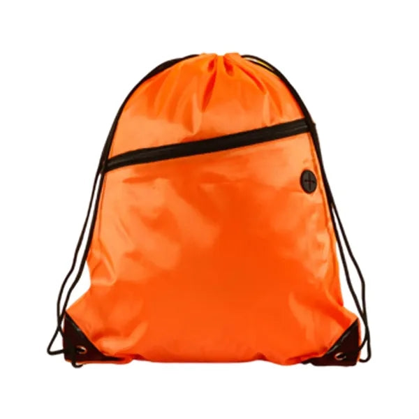 210D Polyester Drawstring BackPack With Front Zipper