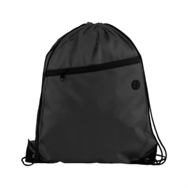 210D Polyester Drawstring BackPack With Front Zipper