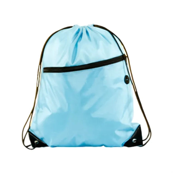 210D Polyester Drawstring BackPack With Front Zipper