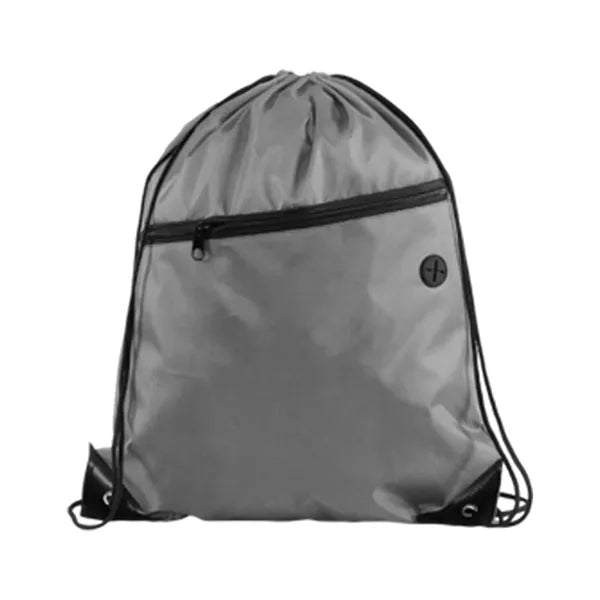 210D Polyester Drawstring BackPack With Front Zipper
