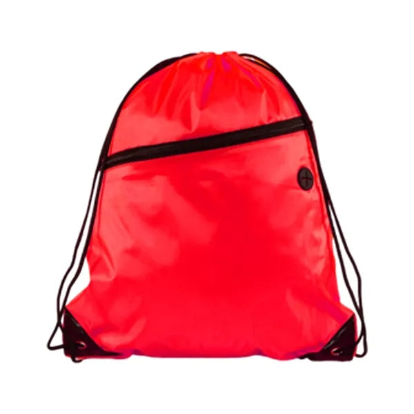 210D Polyester Drawstring BackPack With Front Zipper
