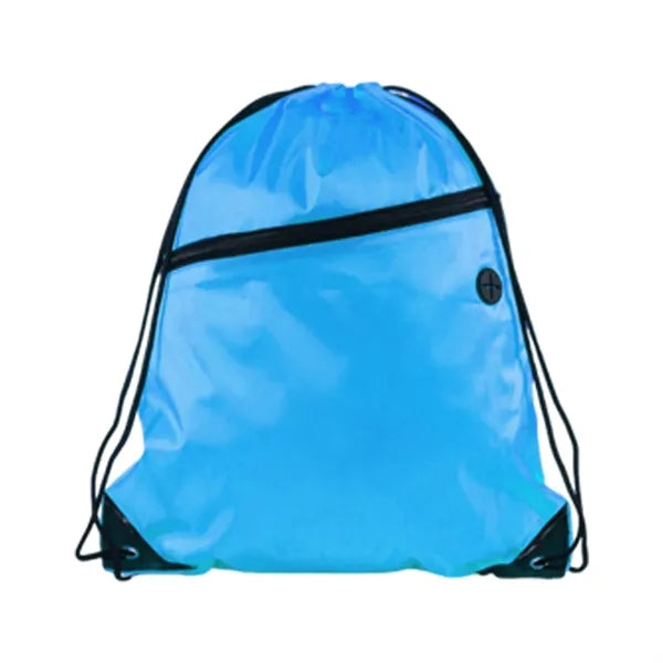 210D Polyester Drawstring BackPack With Front Zipper