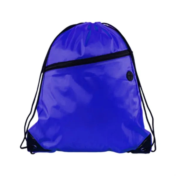 210D Polyester Drawstring BackPack With Front Zipper