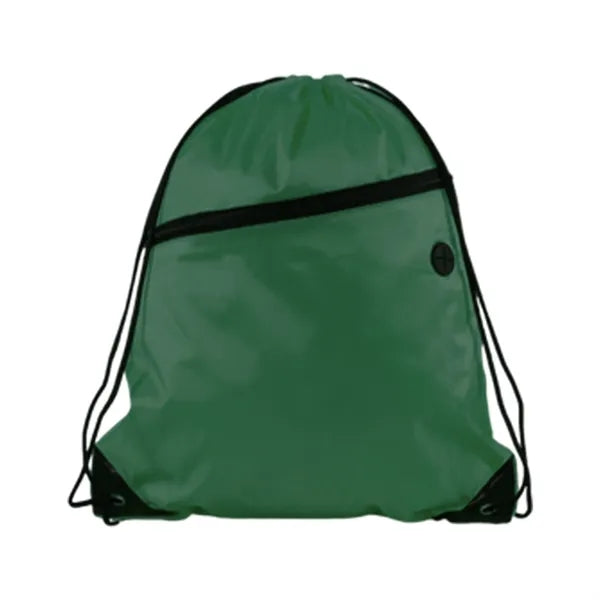 210D Polyester Drawstring BackPack With Front Zipper