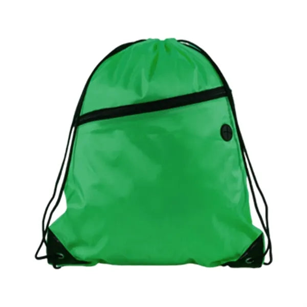 210D Polyester Drawstring BackPack With Front Zipper