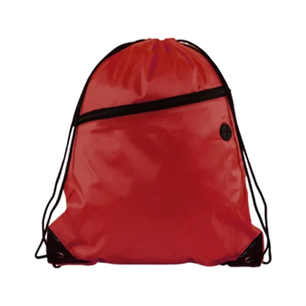 210D Polyester Drawstring BackPack With Front Zipper