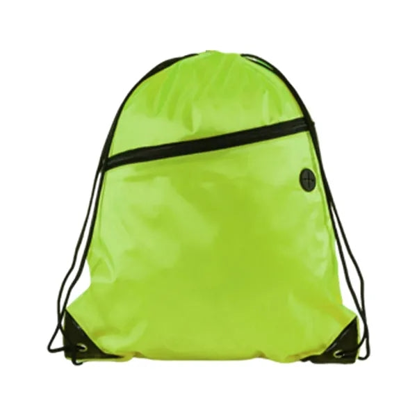 210D Polyester Drawstring BackPack With Front Zipper