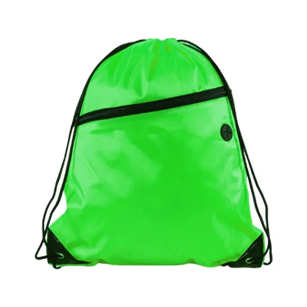 210D Polyester Drawstring BackPack With Front Zipper