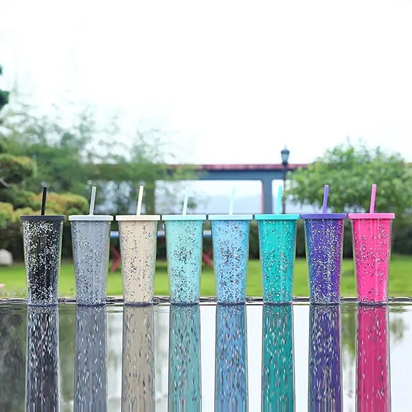 24 oz Glitter Double Wall Plastic Tumbler Sparking