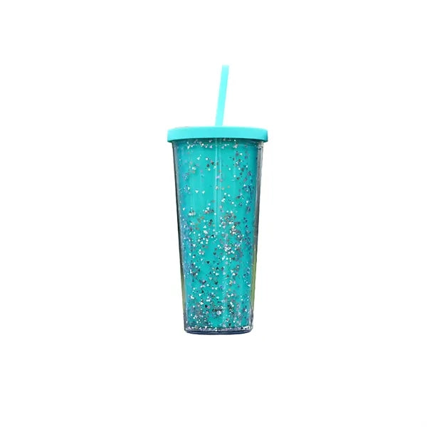 24 oz Glitter Double Wall Plastic Tumbler Sparking
