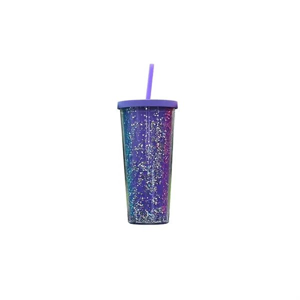 24 oz Glitter Double Wall Plastic Tumbler Sparking