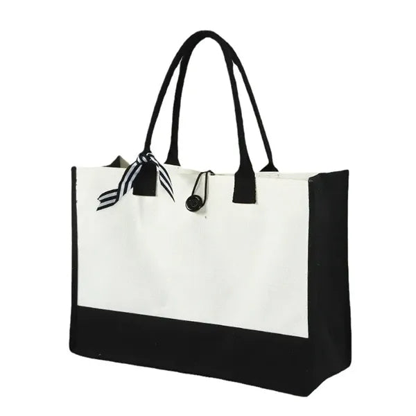 Initial Canvas Beach Bag
