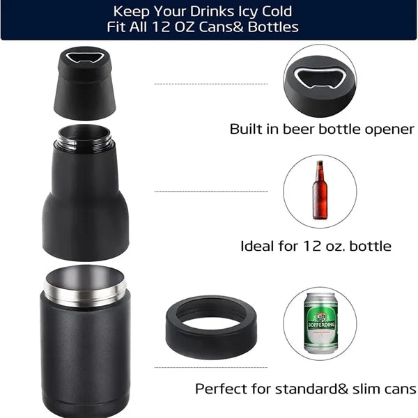 3-In-1 Beer Bottle and Can Cooler with Opener