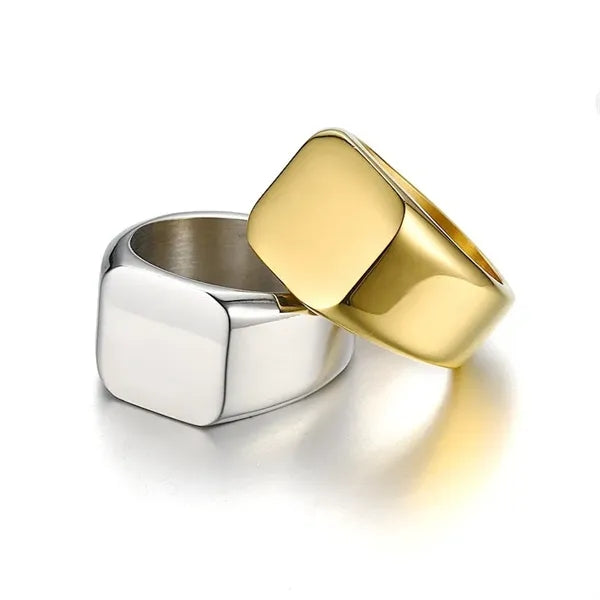 Championship Style Gold Plated Metal Signet Ring