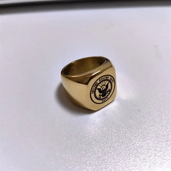 Championship Style Gold Plated Metal Signet Ring