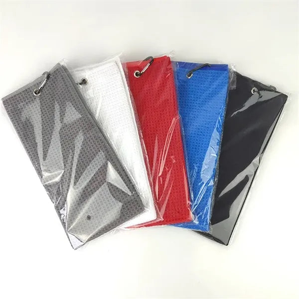 15" x 23" Waffle Pattern Design Golf Towel with Clip