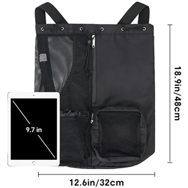 Unisex Swim Mesh Bag Drawstring Backpack with Wet Pocket