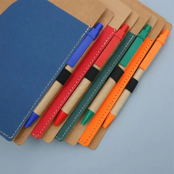 Spiral Notebook Kraft Paper Cover Notepad with Pen
