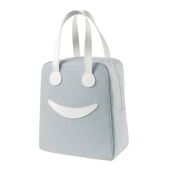 Cute smiling face portable lunch bag with cooler function