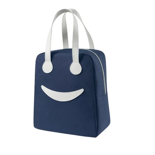 Cute smiling face portable lunch bag with cooler function
