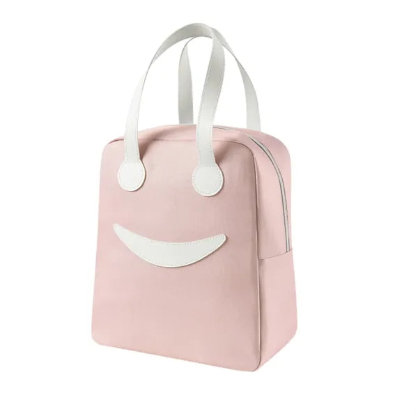 Cute smiling face portable lunch bag with cooler function