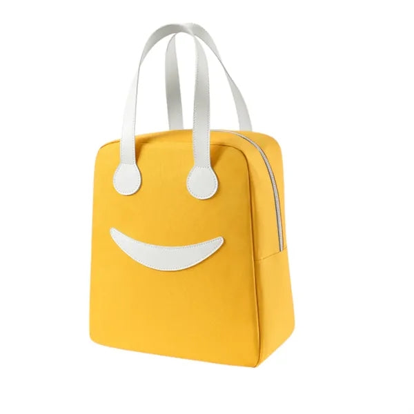 Cute smiling face portable lunch bag with cooler function