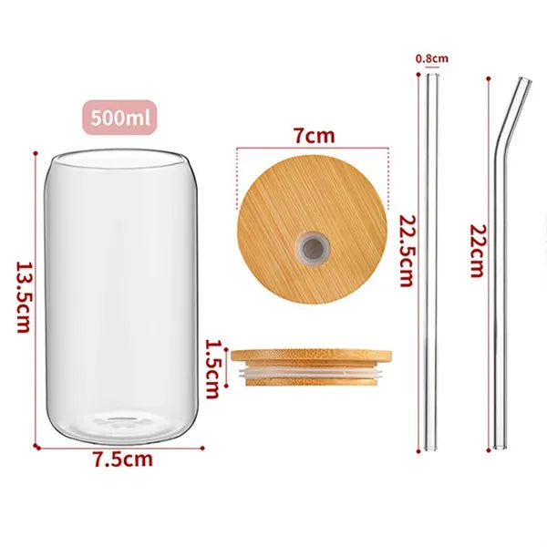 16oz Clear Glass Bamoboo Lid