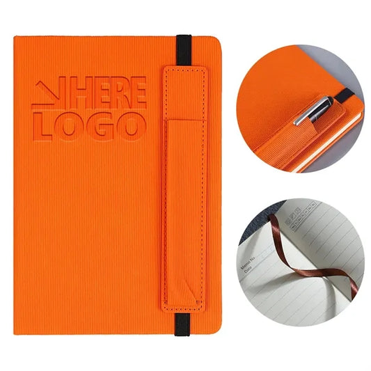 Vertical Stripe Leather Hardcover Journal 8-1/5 x 5-7/10"