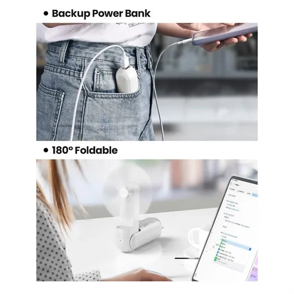 2-In-1 Foldable Mini Handheld Fan/Power Bank Function