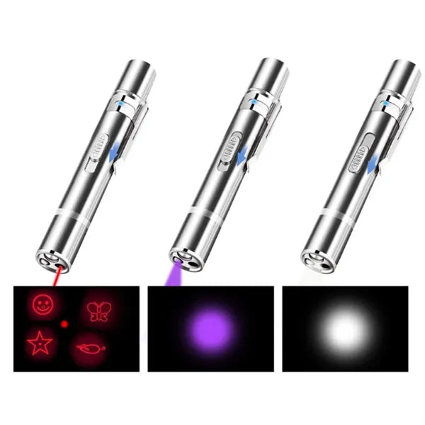 3 in 1 Stainless Steel Rechargeable Flashlight