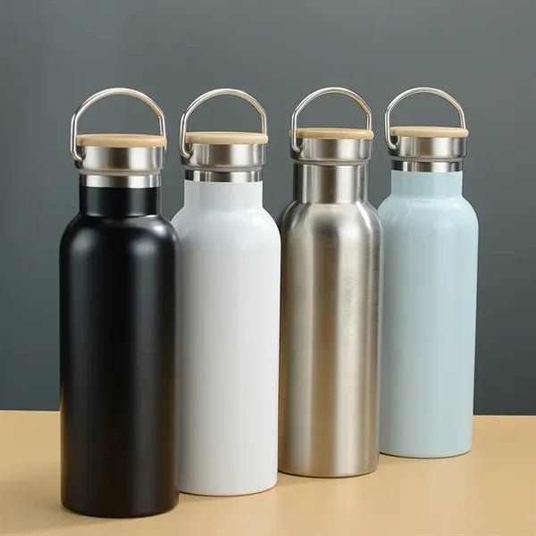 20 oz Stainless Steel Water Bottle With Wood Lid