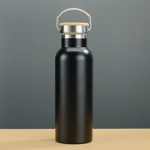 20 oz Stainless Steel Water Bottle With Wood Lid