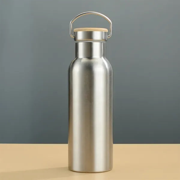 20 oz Stainless Steel Water Bottle With Wood Lid