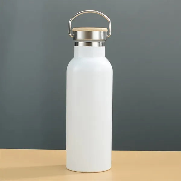 20 oz Stainless Steel Water Bottle With Wood Lid