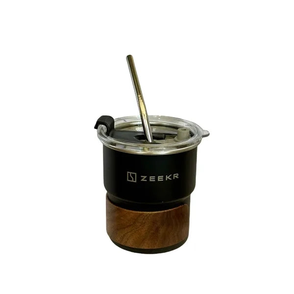 10oz Stainless Steel Mug with Wooden Sleeve and Lid