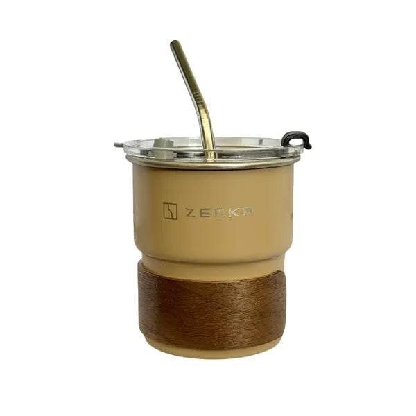 10oz Stainless Steel Mug with Wooden Sleeve and Lid