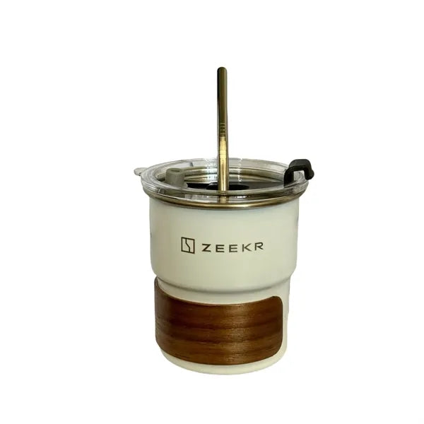 10oz Stainless Steel Mug with Wooden Sleeve and Lid