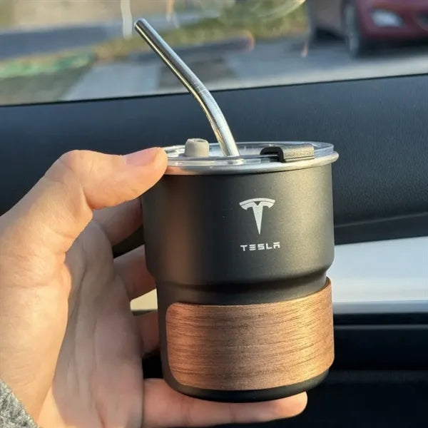 10oz Stainless Steel Mug with Wooden Sleeve and Lid