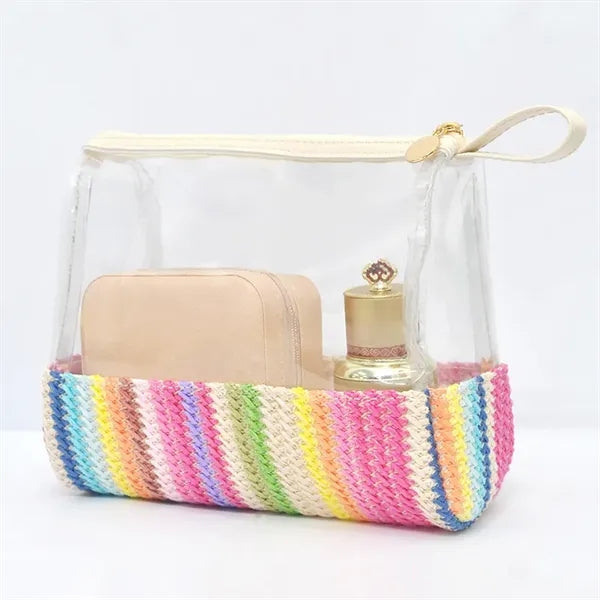7.5" Straw-woven Hand-held Cosmetic Storage Bag