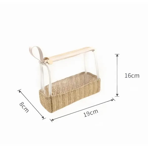 7.5" Straw-woven Hand-held Cosmetic Storage Bag